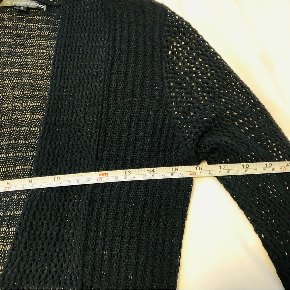 Xception(al) Small Black “Lacey” Knit Cardigan/ Duster “Pleated” - Picture 10 of 12